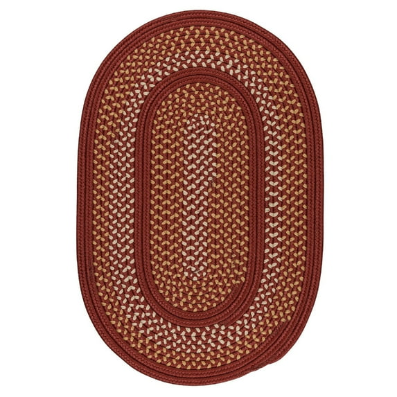 Colonial Mills 3' x 5' Red and Gold Braided Oval Area Throw Rug