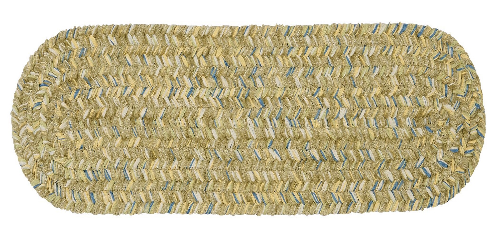 Colonial Mills 4' Celery Green and Blue Round Reversible Braided Stair ...