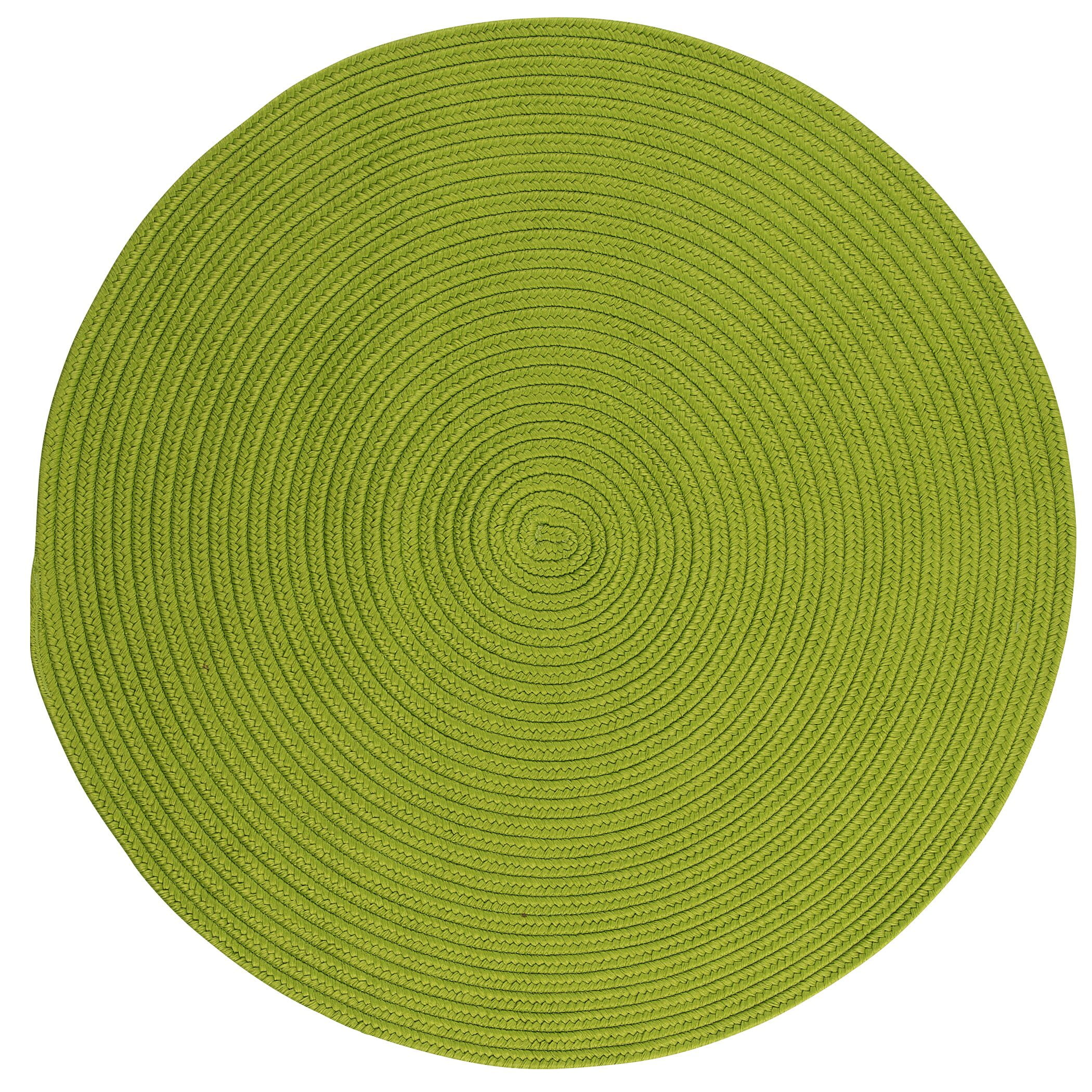 Handmade Green Round Braided Synthetic Indoor Rug
