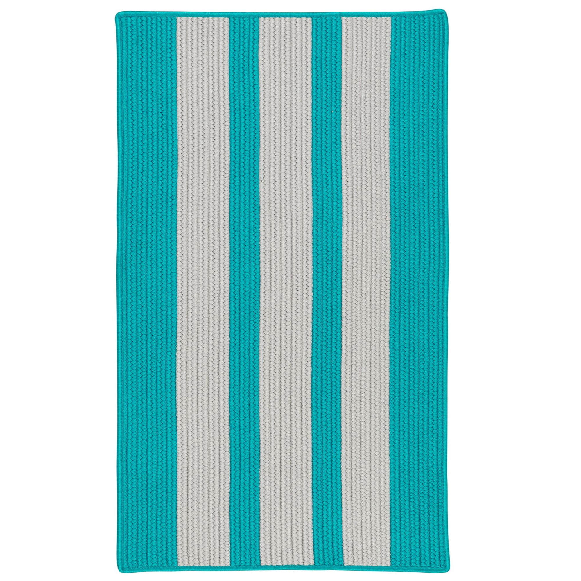 Colonial Mills 5' x 8' Turquoise Blue and White Rectangular Striped ...