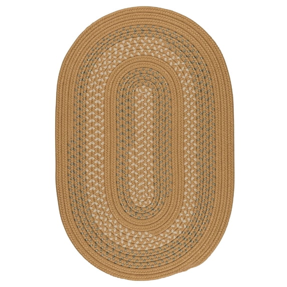 Colonial Mills 7' Gold and Green Braided Round Area Throw Rug
