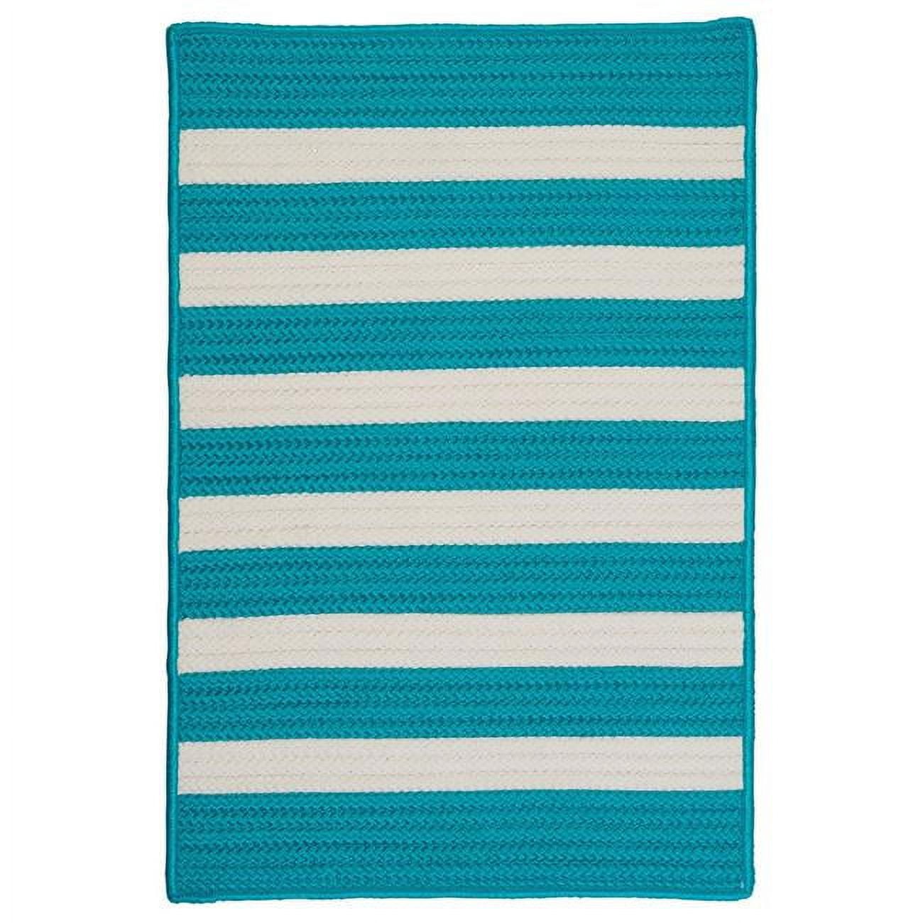 Colonial Mills 7' Turquoise Blue and White Square Braided Area Rug