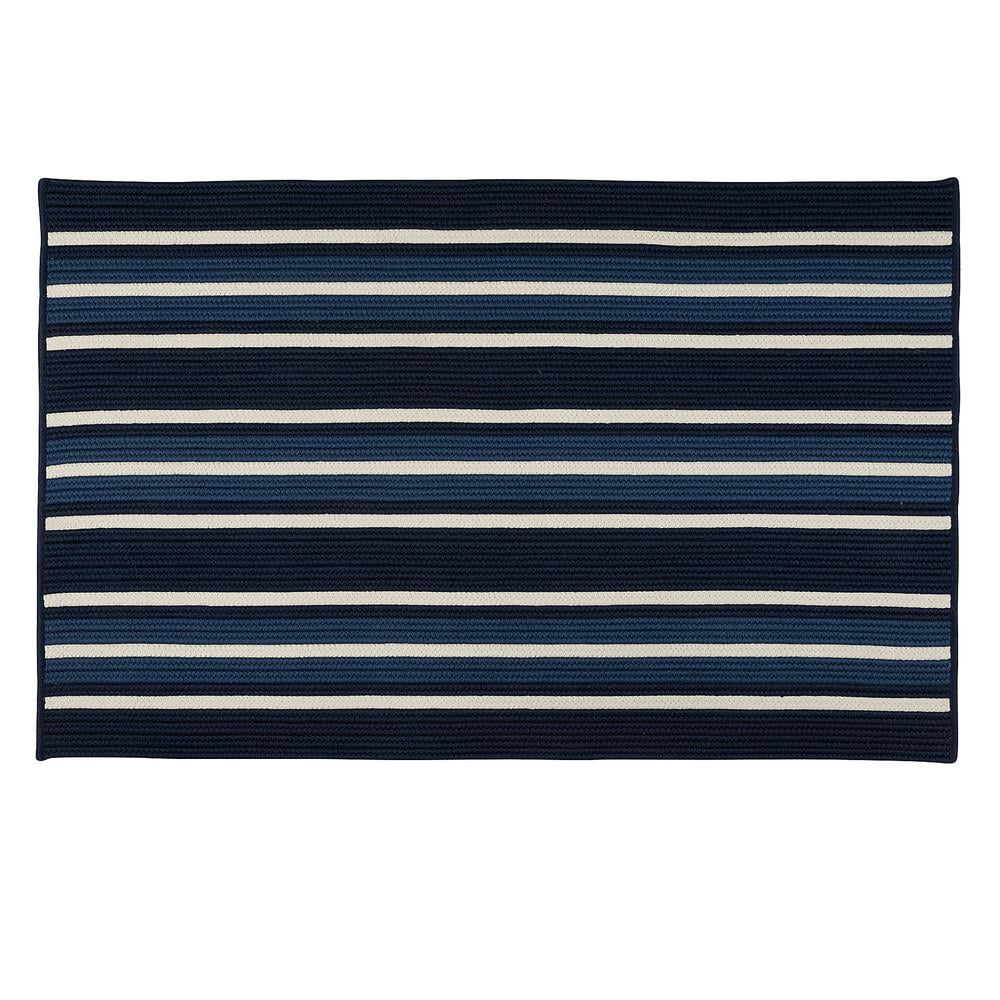 Black and White Striped Synthetic Braided Reversible Rug 8'x10'