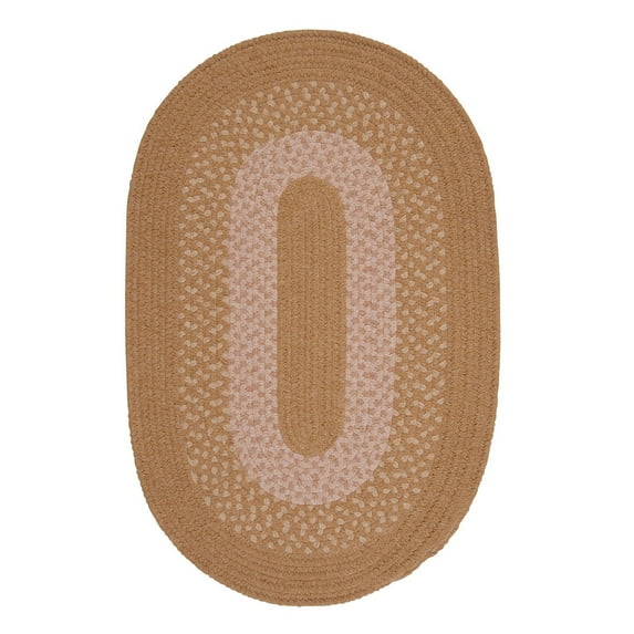 Colonial Mills 8' x 10' Gold and Beige Reversible Oval Area Throw Rug