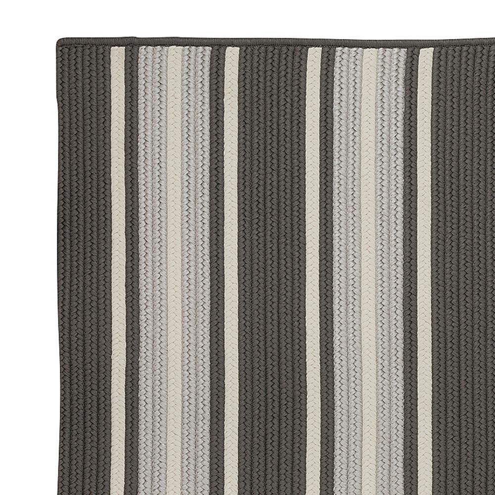 Handmade Gray Stripe Reversible Synthetic 8'x10' Braided Rug