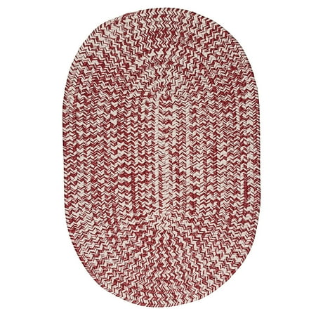 Colonial Mills 9' x 12' Red and White Tweed All Purpose Handcrafted Reversible Oval Outdoor Area