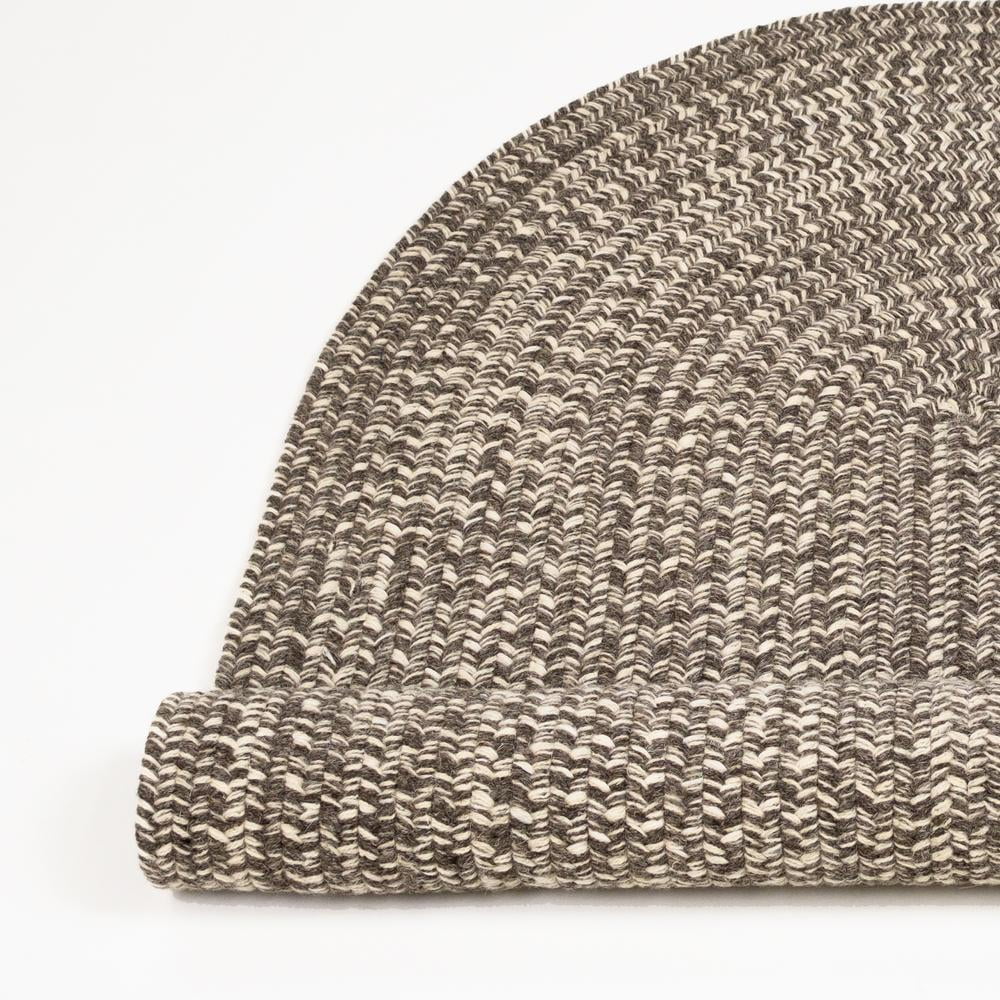 Gray Oval Braided Wool 2' x 3' Rug