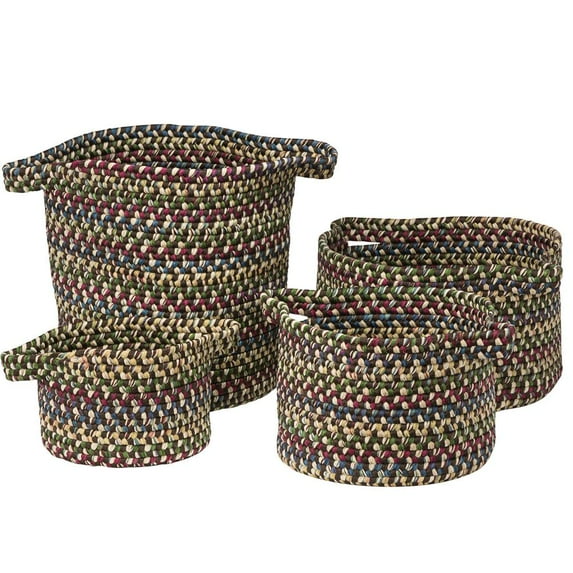 AF44ABSKTSET American Farmhouse Vintage 4-Piece Basket Set - Brown Basket, 65% Polypropylene/35% Nylon - Round.