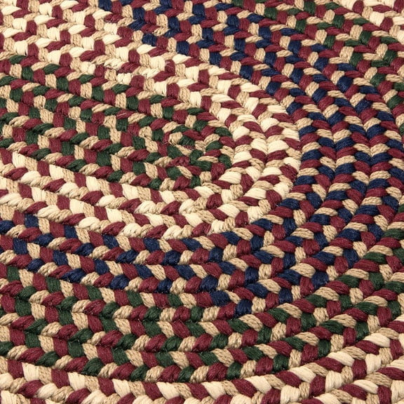 Colonial Mills 11' Beige and Red Round Handmade Braided Area Throw Rug