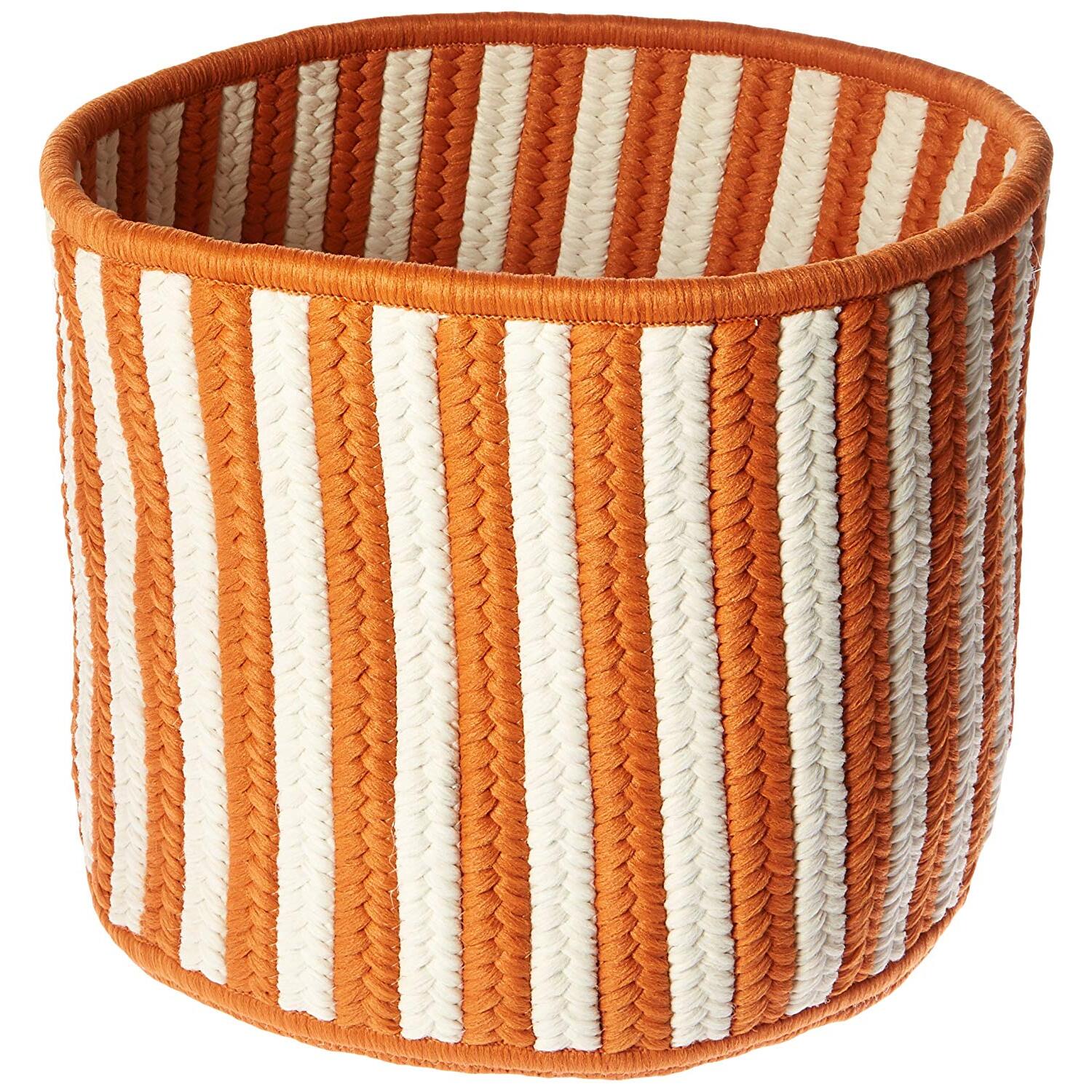 Colonial Mills Baja Stripe Basket Braided Orange Area Rugs 14"x14"x12
