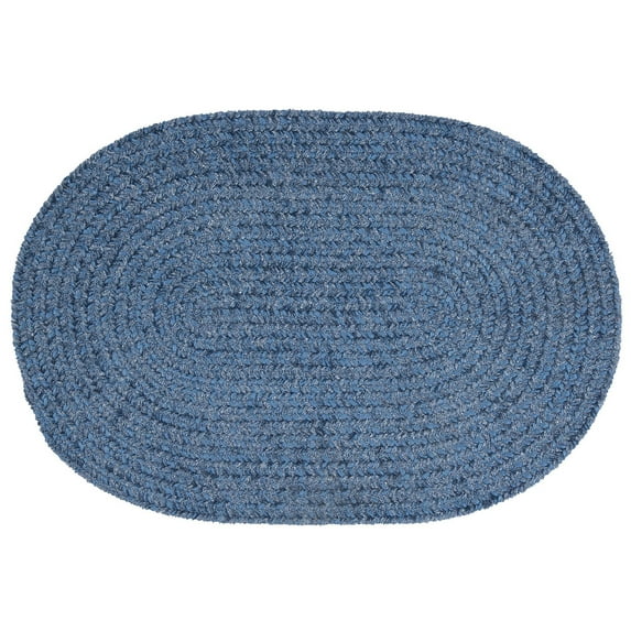 Colonial Mills 2.25' x 3.75' Blue Oval Reversible Braided Bath Rug