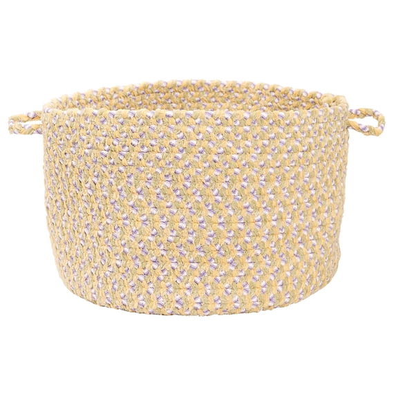 Colonial Mills 18" Yellow and White Hand-made Braided Storage Basket