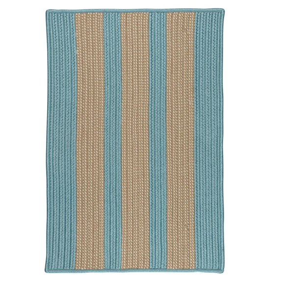 Colonial Mills 1.1' x 1.4' Blue and Beige Contemporary Striped Area Throw Rug Sample