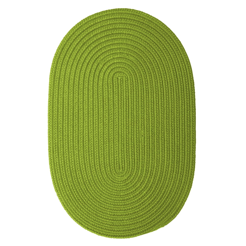 Bright Green Braided Oval Synthetic 2'x6' Rug