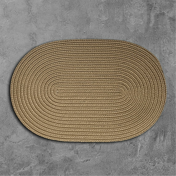 2' x 3' Brown Braided Oval Area Throw Rug