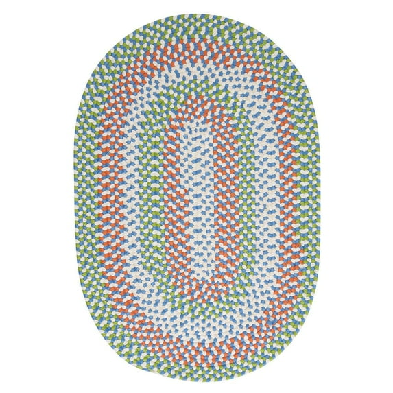 Colonial Mills 2' x 4' Green, Orange and Blue Reversible Oval Handcrafted Area Throw Rug