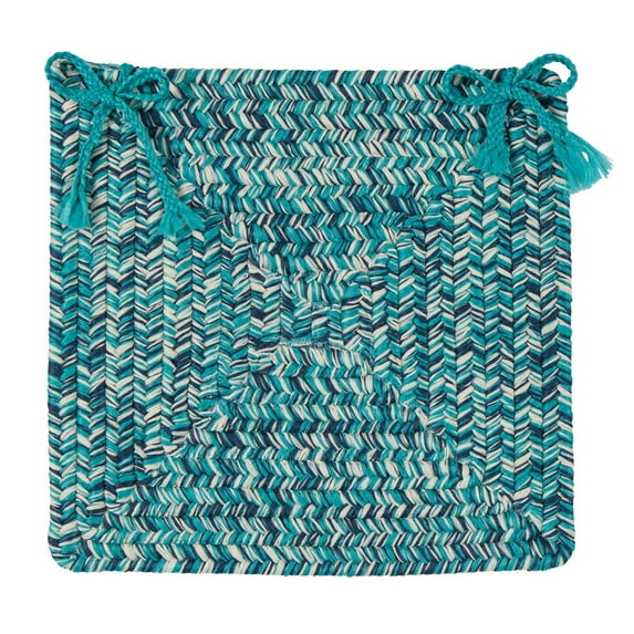 Colonial Mills Navy and Light Blue Reversible Square Handcrafted Chair Pad 15"