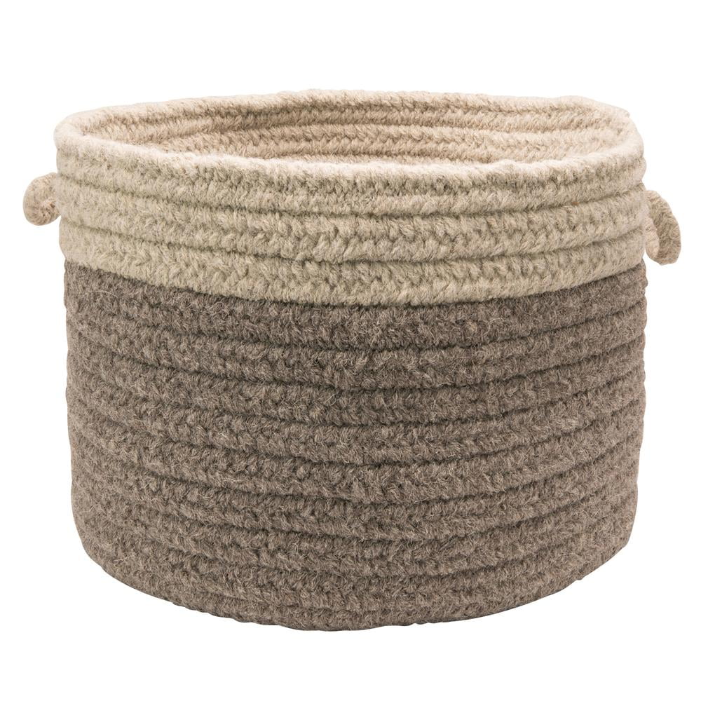 Dark Gray and Light Gray Wool Braided Storage Basket