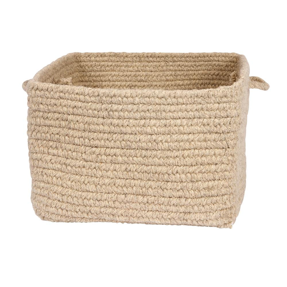 Colonial Mills Light Beige Chunky Wool Square Storage Basket 18"x12"