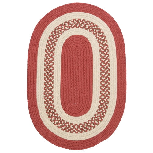 Colonial Mills 2' x 12' Red and White Reversible Oval Handcrafted Accent Area Rug