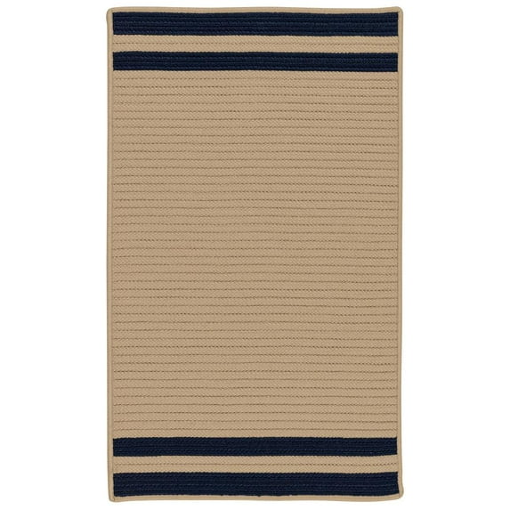 Colonial Mills 5' x 8' Beige and Blue Rectangular Handmade Braided Area Throw Rug