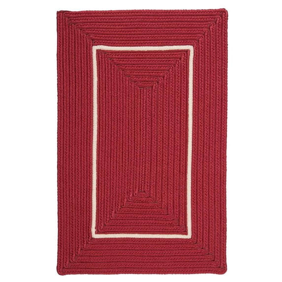 Colonial Mills 5' x 7' Red and White Rectangular Handmade Braided Area Throw Rug