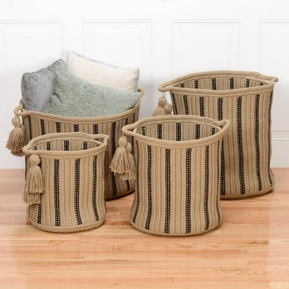 Colonial Mills Dublin Indoor/Outdoor Basket - Taupe & Black 20"x20"x14"
