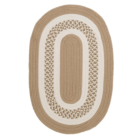 Colonial Mills 2' x 4' Brown And White Oval Handmade Braided Area Throw Rug