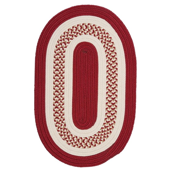 FB71R024X048 Flowers Bay - Red 2'x4' Rug, 100% Polypropylene - Oval.