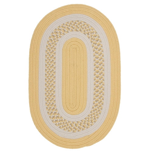 Colonial Mills 2' x 12' Yellow And White Oval Handmade Braided Area Runner Rug