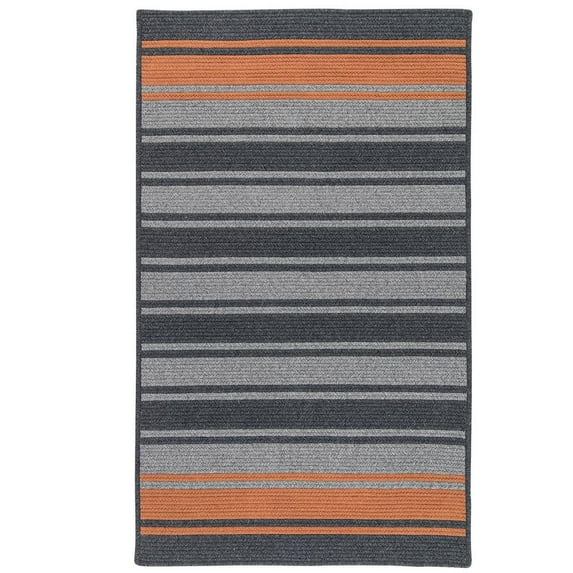 3' x 5' Black, Gray And Orange Rectangular Handmade Braided Area Throw Rug