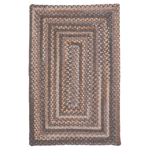 Colonial Mills 12' Brown, Blue and Beige Braided Square Area Throw Rug