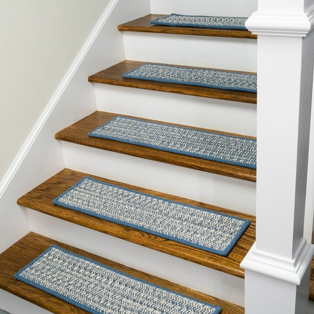 Colonial Mills HT51A008X028S 8 x 28 in. Hayley Tweed Stair Tread Mats, Blue - Set of 13
