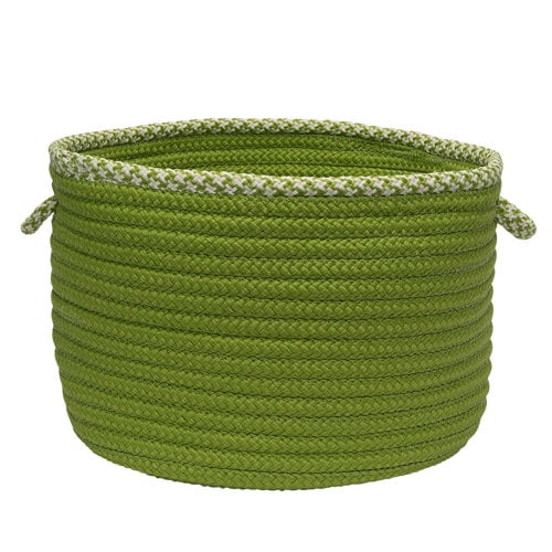 EH69A024X014 Houndstooth Bright Edge Basket - Lime 24"x24"x14" Basket, 100% Polypropylene - Round.