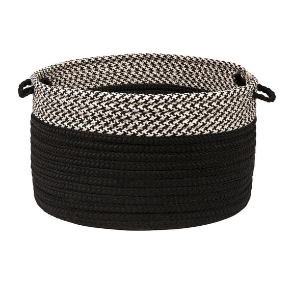 OD31A018X018 Houndstooth Dipped Basket - Black 18"x18"x12" Basket, 100% Polypropylene - Round.