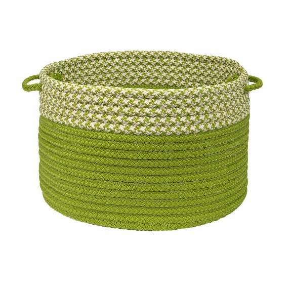 Colonial Mills 24" Pear Green and White Round Hand Braided Basket