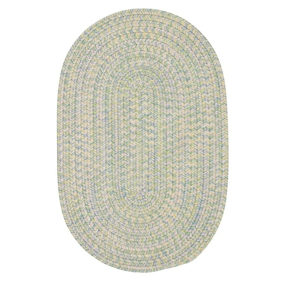 Colonial Mills 2' x 8' Blue, White And Yellow Oval Handmade Braided Area Runner Rug