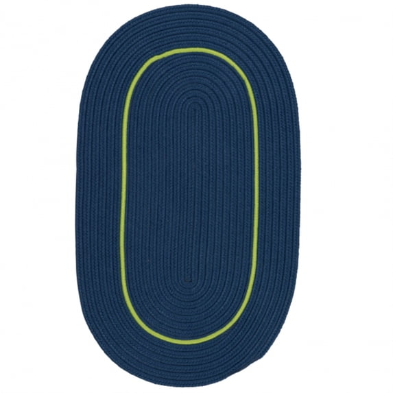 LF36R084X108 Lifestyle Accent Border Lightning Blue 7x9 Rug, 100% Polypropylene - Oval.