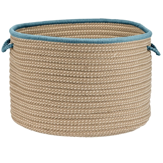 Colonial Mills Light House 18-inch Round Indoor/ Outdoor Braided Storage Basket Light Blue