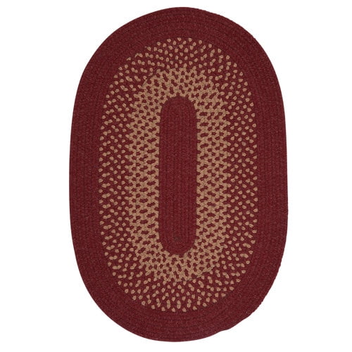 Colonial Mills 2' x 12' Red and Beige Braided Oval Area Throw Rug Runner