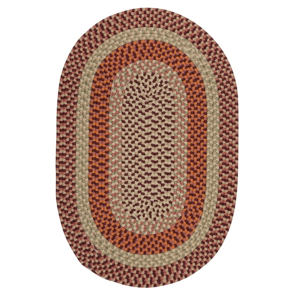 Colonial Mills 10' x 14' Red and Gray All Purpose Handcrafted Reversible Oval Outdoor Area Throw Rug