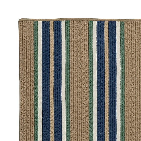 Colonial Mills Brown and Blue Striped Handcrafted Reversible Door Mat 30" x 48"