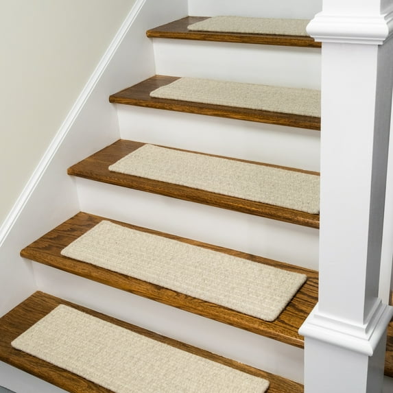 Colonial Mills Natural Woven Braided Tweed Stair Treads 8"x28" SET of 4 8"x28" (SET 4) - Light Gray