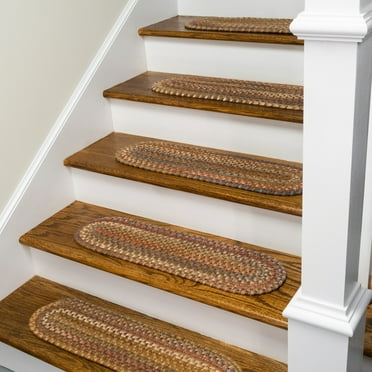 Colonial Mills New England Braided Wool Stair Treads - SET/13 8"x28" (SET 13) - Urban Brown