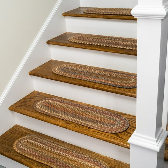 Colonial Mills New England Braided Wool Stair Treads - SET/7 8"x28" (SET 7) - Urban Brown