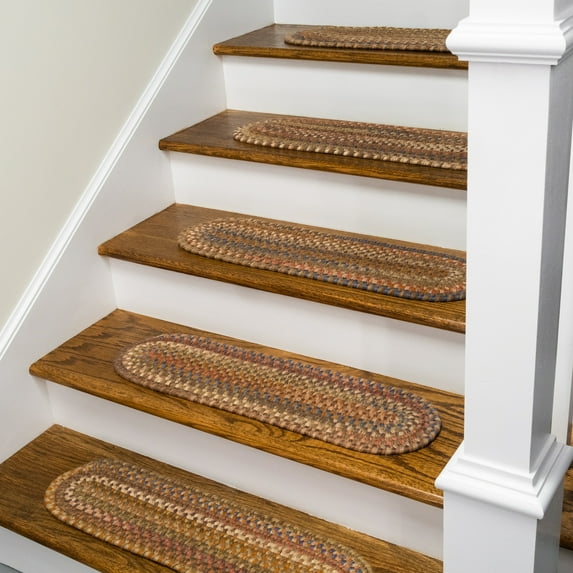 Colonial Mills New England Braided Wool Stair Treads - SET/7 8"x28" (SET 7) - Urban Brown