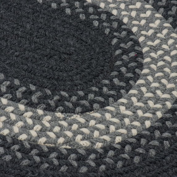 Colonial Mills 5' x 7' Charcoal Black and Gray Braided Oval Reversible Throw Rug