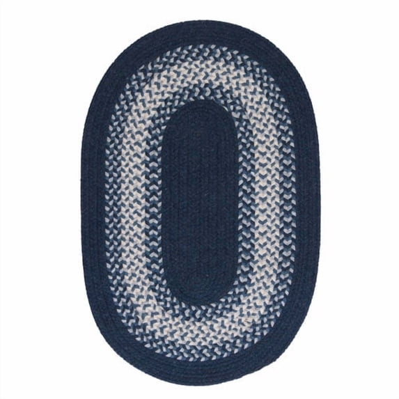 Colonial Mills 2' x 6' Navy Blue and Gray Braided Oval Reversible Throw Rug