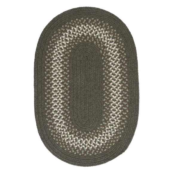 Colonial Mills 12' Green, Brown and Beige Braided Round Reversible Throw Rug