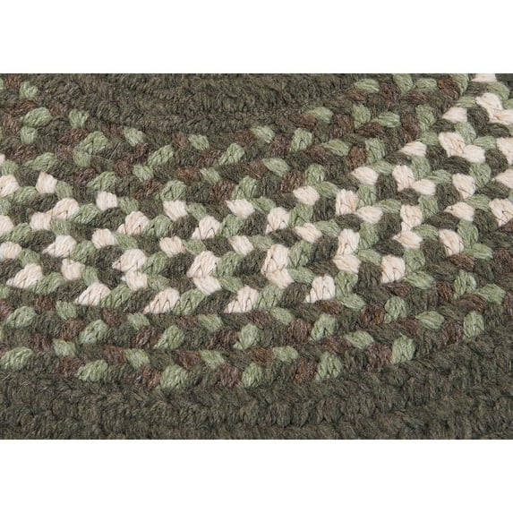 Colonial Mills 2' x 9' Green, Brown and Beige Braided Oval Reversible Throw Rug